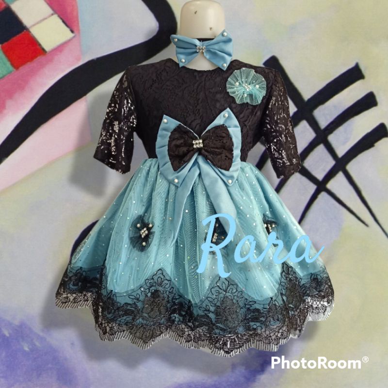 Rara Gaun pesta anak dress anak bahan brokat tile sprinkle