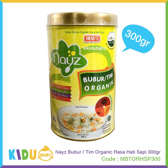 Nayz Bubur Tim Organic 300gr Bubur tim Rasa Ayam Hati Sapi Sapi Salmon Tuna Kakap Kidu Baby