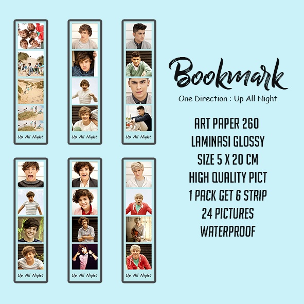 

(6 strip) BOOKMARK ONE DIRECTION PHOTOSTRIP PEMBATAS BUKU