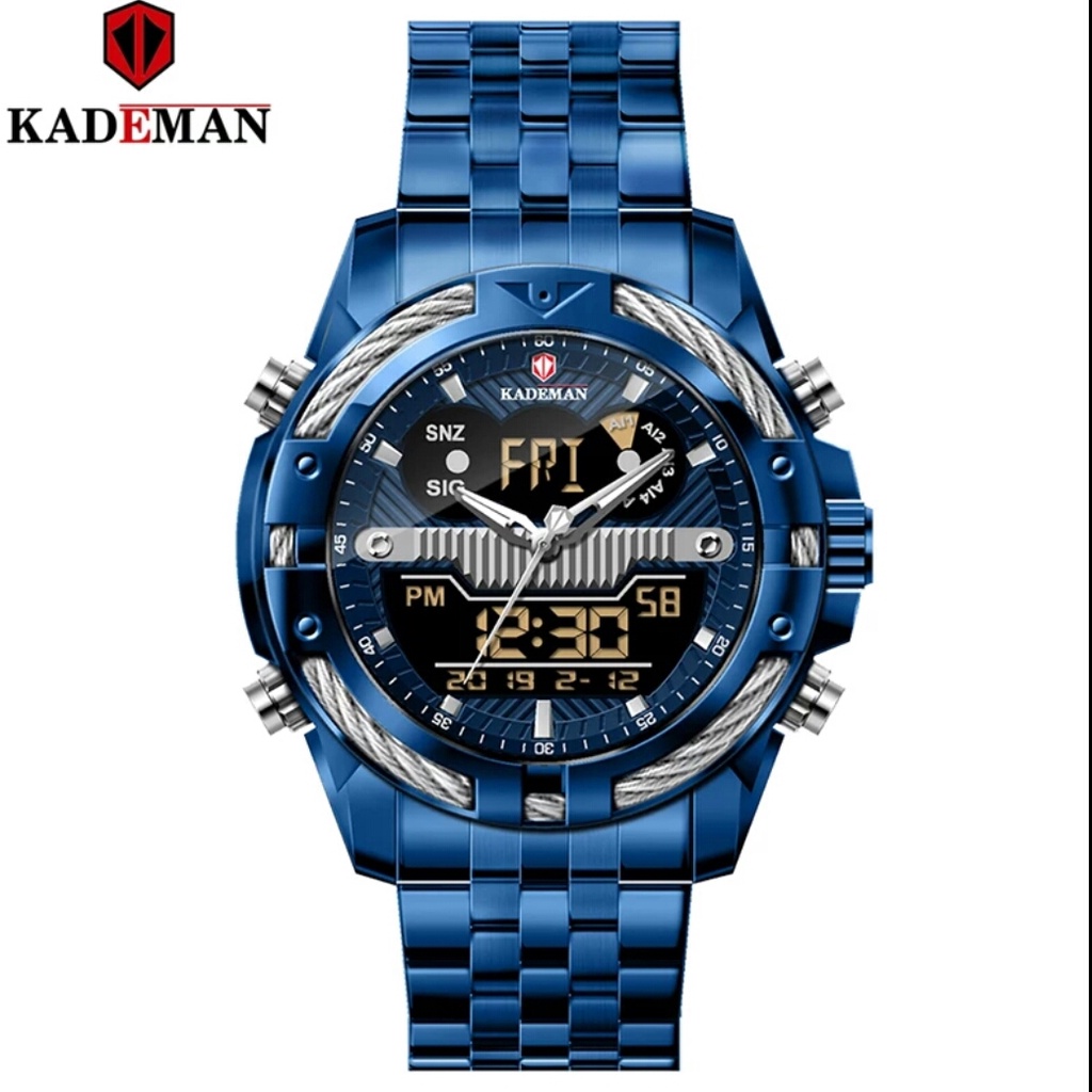 JAM TANGAN COWOK RANTAI DUAL TIME K9076G ORIGINAL /KADEMAN K9076G/