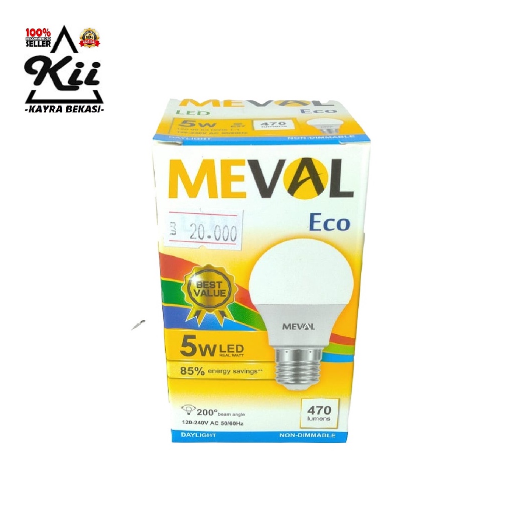 Meval Bohlam Bulb LED 5watt - Meval Lampu Bohlam LED Putih 5 Watt