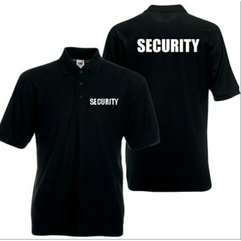 BAJU Polo Tshirt /Baju Kerah Distro/BAJU SECURiTY DEPAN BELAKANG TULISAN PUTIH/  KEAMANAN SATPAM pol