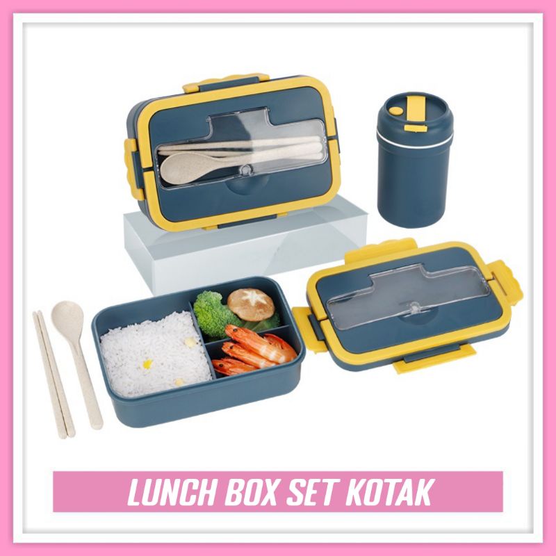 [ COD ] LUNCH BOX KOTAK MINIMALIS / KOTAK BEKAL MAKANAN ANAK / TEMPAT BEKAL MAKANAN PRAKTIS SENDOK G