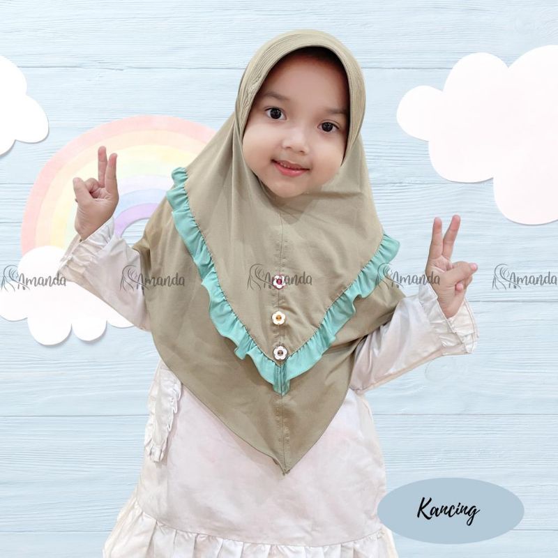 Jilbab anak amanda hijab TK SD Kancing