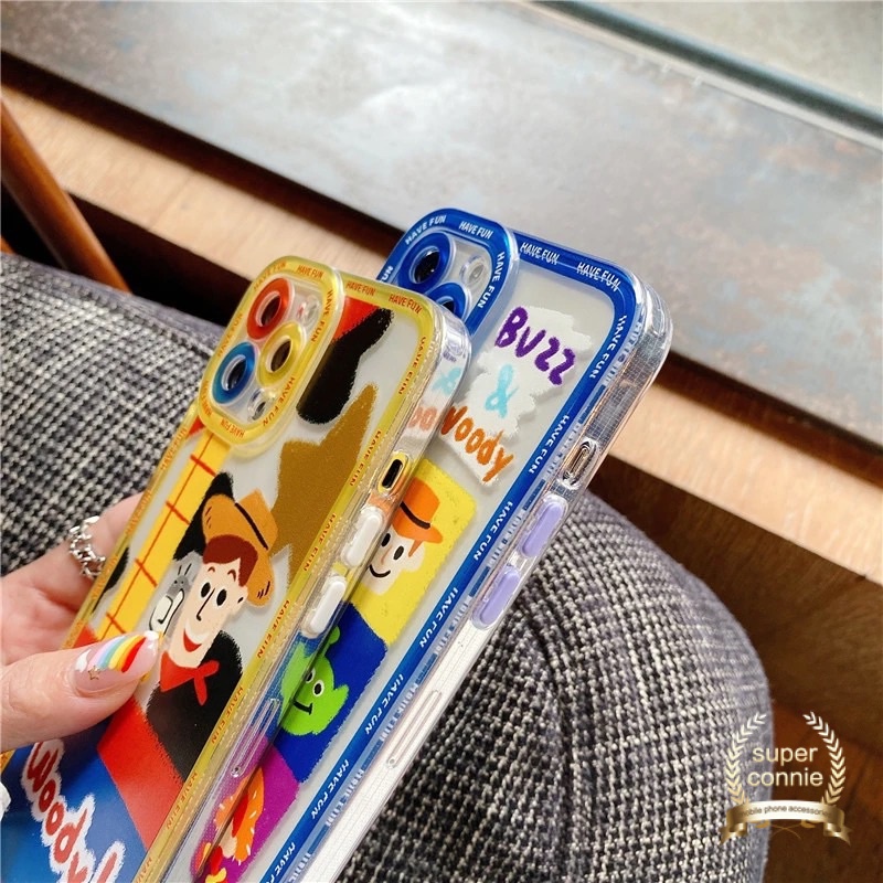 Cartoon Toy Story Phone Case for iPhone 11 12 Pro Max XR X XS MAX iPhone 6 6s 7 8 Plus SE 2020 Cute Wooddy Buzz Lightyear Alien Camera Protector Case Transparent TPU Soft Back Cover