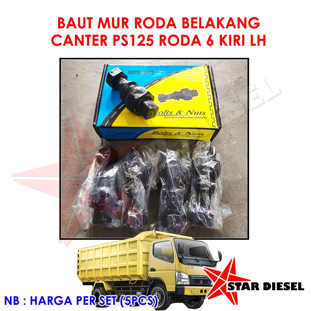 BAUT RODA BELAKANG CANTER KIRI BAUT MUR RODA BELAKANG LH KIRI COLT DIESEL CANTER PS125 RODA 6