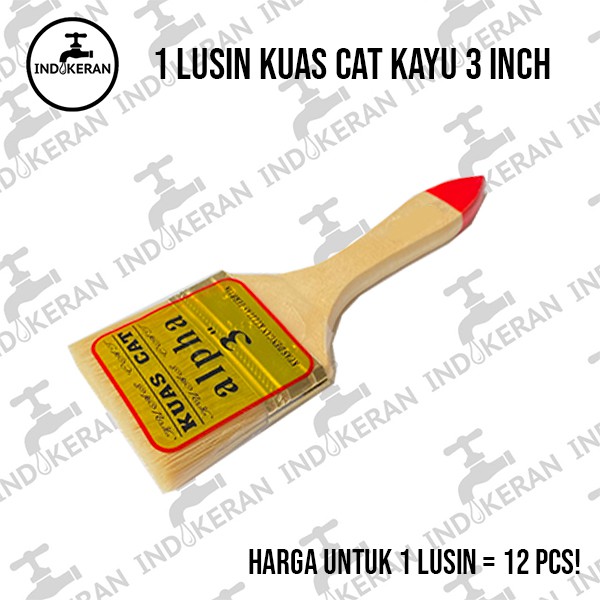 INDOKERAN - 3 Inch - Grosir Lusin Kuas Cat Gagang Kayu - High Quality