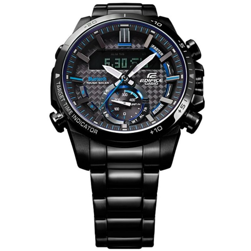 Jam Tangan Pria Merk Casio Edifice Type Ecb-800 Original Bm Black Free Box Set