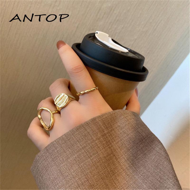 3pcs Cincin Jari Telunjuk Desain Geometri Hollow Untuk Wanita