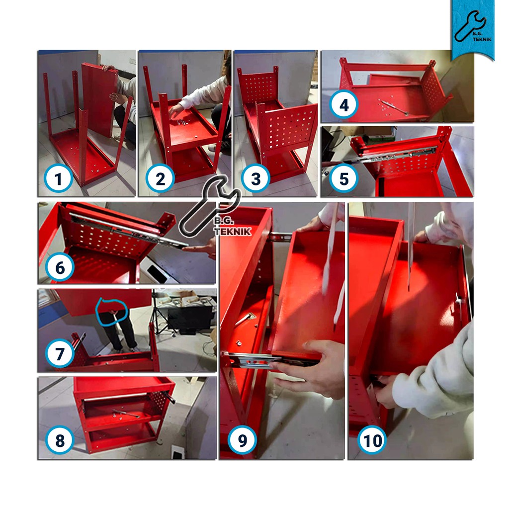 Troli Bengkel 3 Susun + Rak Perkakas Trolley Trolly Berkualitas