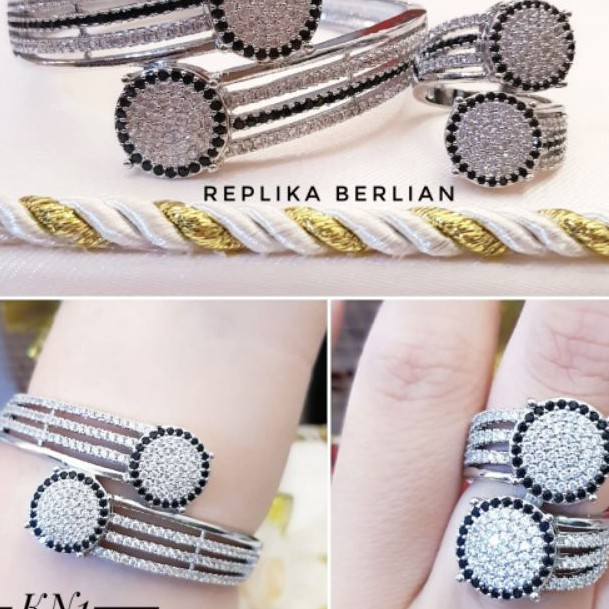 Set Perhiasan Gelang dan Cincin Replika Berlian 554H