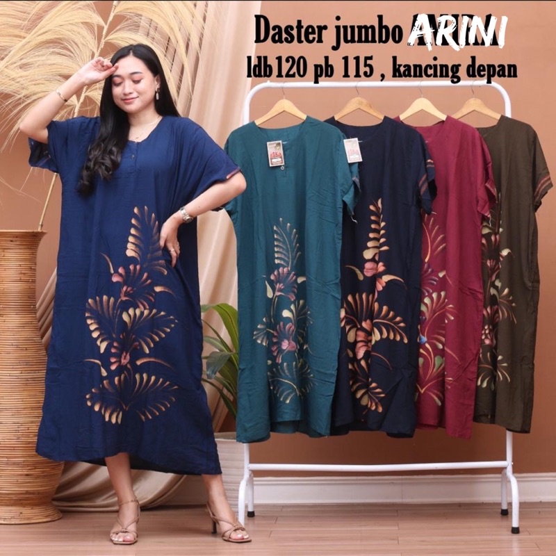 DASTER JUMBO LD 120 CM KANCING DEPAN BUSUI BUMIL BAHAN  SANTUNG RAYON HALUS ADEM BAJU TIDUR IBU LENGAN PENDEK BANYAK MOTIF-DSJ ARINI