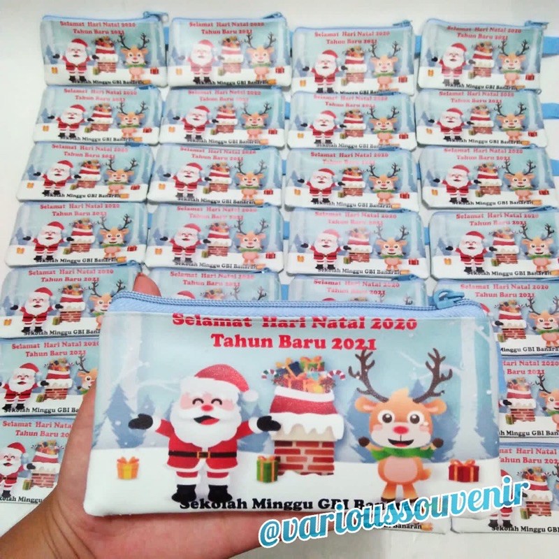 Dompet Pouch Panjang Souvenir Natal Sovenir Christmas Custom Nama Minim 25pcs Gereja Sekolah Minggu