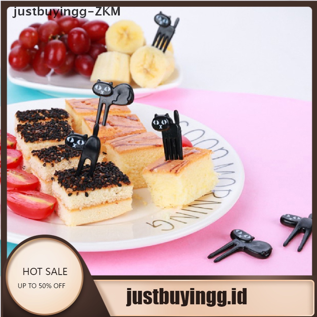 [justbuyingg] 6Pcs black cat fruit fork cute toothpick gadgets kitten dessert decoration fork [zkm]