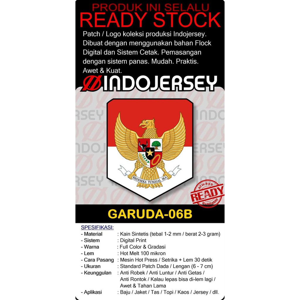 Produk Unggulan Logo Setrika Flock / Alternatif Bordir Woven - Garuda Pancasila [06B - Flock