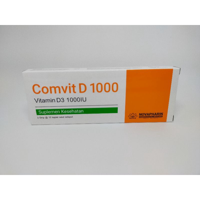 Vitamin D3 1000 IU COMVIT D Novapharin untuk imunitas tubuh, isi 30 kaplet