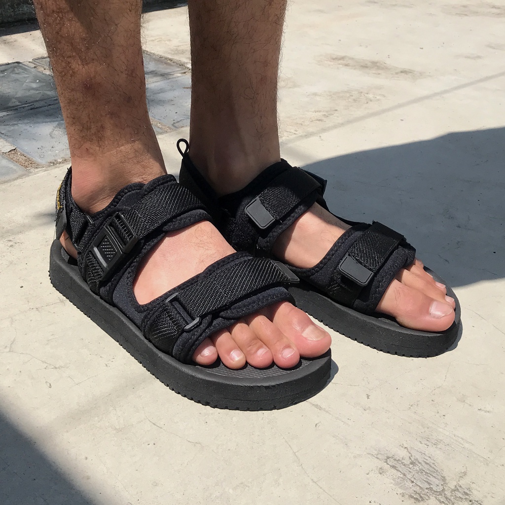 SANDAL GUNUNG UREKA FULL BLACK SENDAL TALI KOREA PRIA WANITA