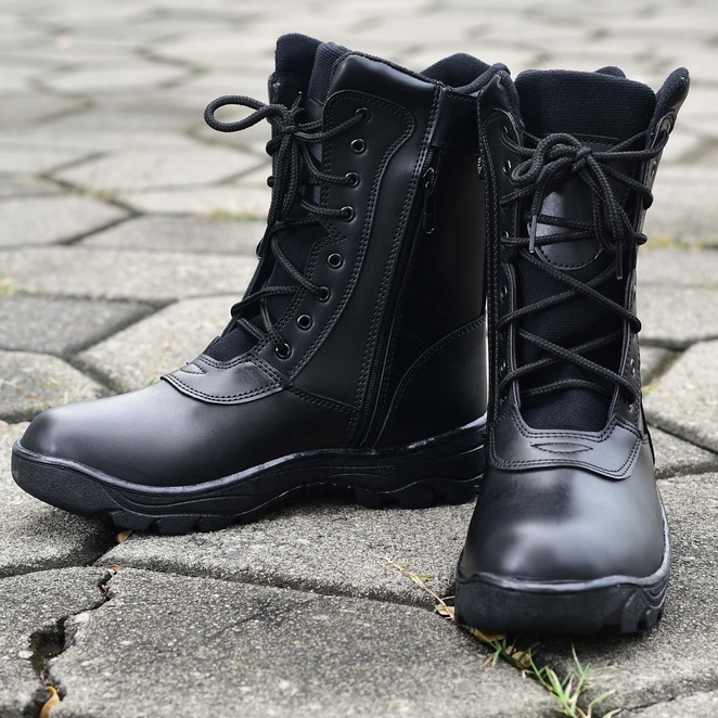 Sepatu Pdl Tni Polri Boots Safety Banser Security Reseleting Kulit Sintetis- LB01