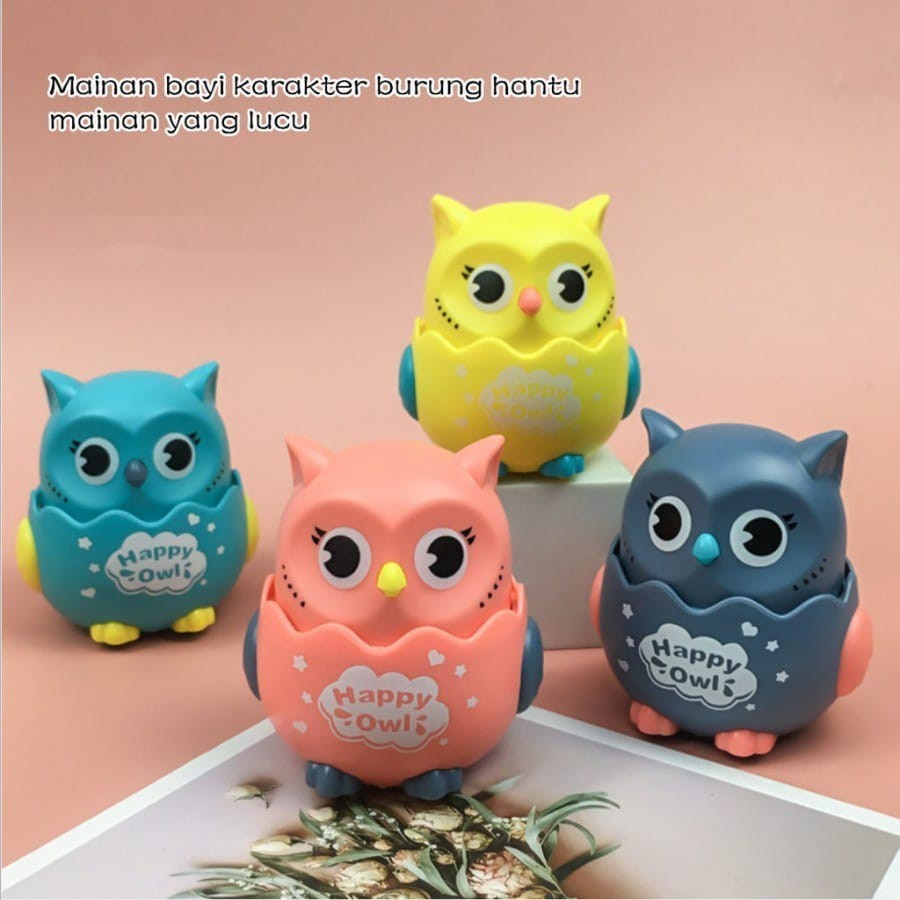 PROMO NEW PRODUK Mainan Edukasi HAPPY OWL Berjalan Mainan Bayi Baby Toys Burung Hantu - Kado Mainan Tarik dan Dorong Boneka baby Unik 3 4 5 6 Bulan  ST