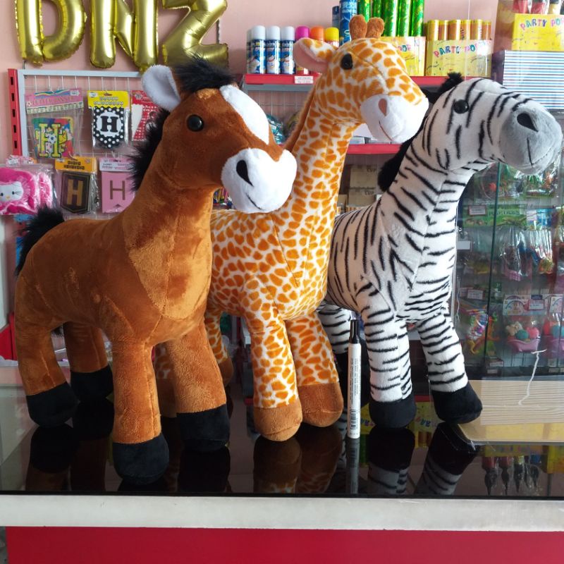 Boneka Hewan Kuda Jerapah Zebra Kerbau Mainan Anak Lucu