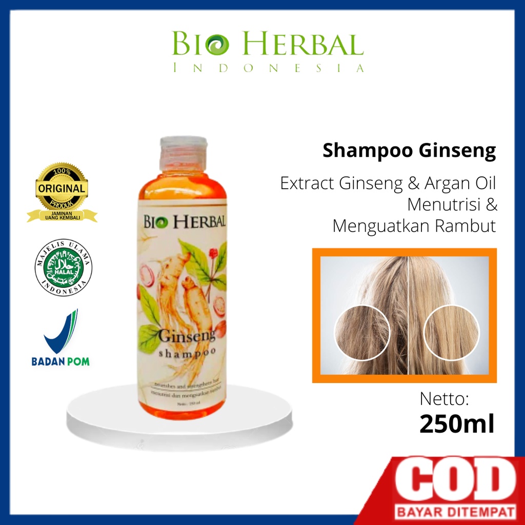 Bio Herbal Shampo Penumbuh Pelebat Rambut Rusak Bercabang Anti Rontok Original Ginseng