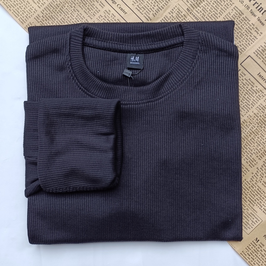 PART II Kaos Rib Premium / Kaos Grosir / Kaos Rib Premium Tebal / Kaos Lengan Panjang Termurah-Black