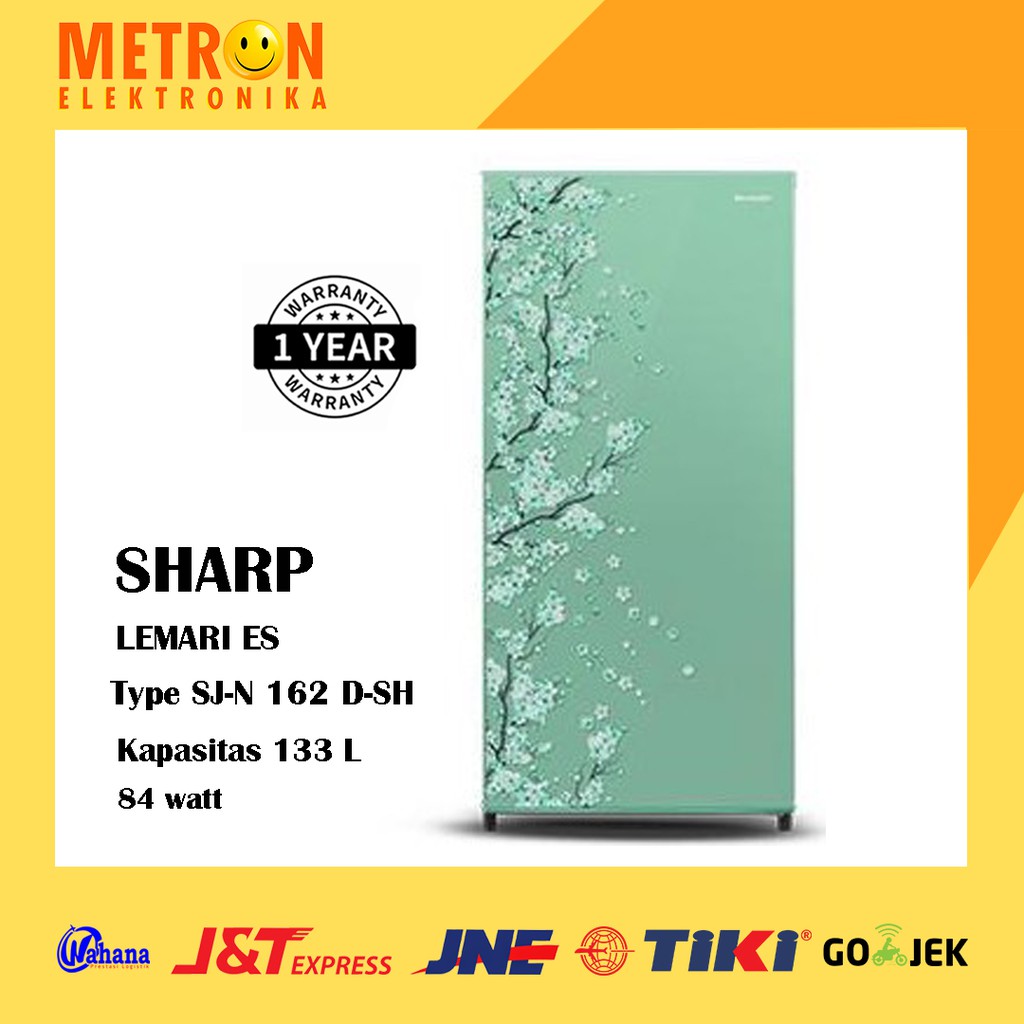 SHARP SJ N 162 D SH / SAKURA GREEN KULKAS LEMARI ES 1 PINTU 133 LITER / SJN162DSH