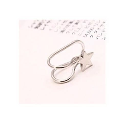 Anting Klip Korea Dari Klip Telinga Kreatif Berlian Tunggal Anting Berbentuk U Bintang-Aks-23 #4