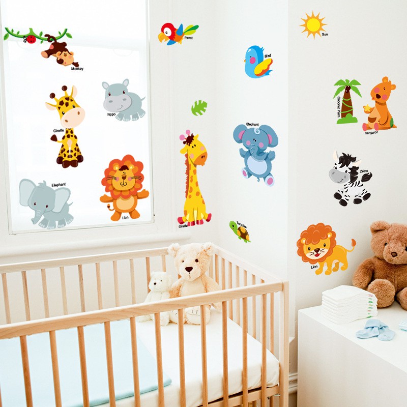 Reliza Wall Sticker Zoo Nursary Animal Anak Hewan Stiker Dinding LDR0383