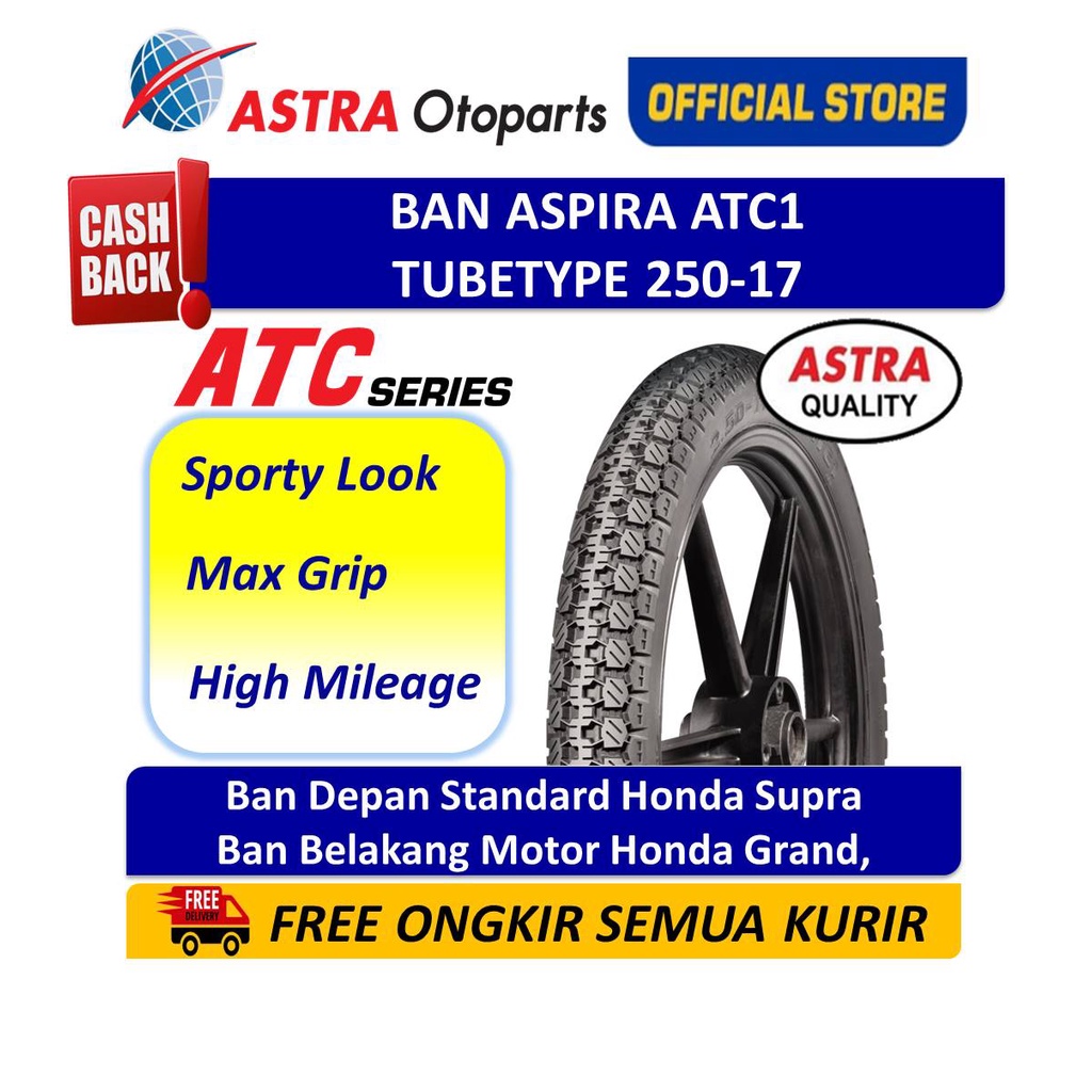 Ban Aspira ATC 1 Tube Type 250-17 Untuk Ban Depan Standard Honda Supra, Supra Fit, Legenda & Ban Bel