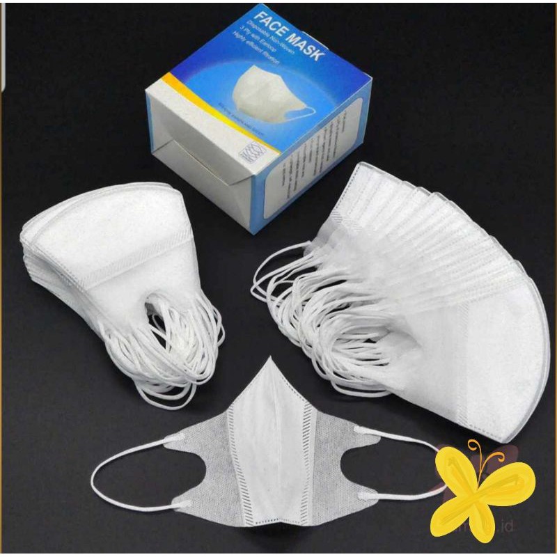 Masker medis 3ply dewasa / masker duckbill dewasa hitam putih warna isi 50 pcs