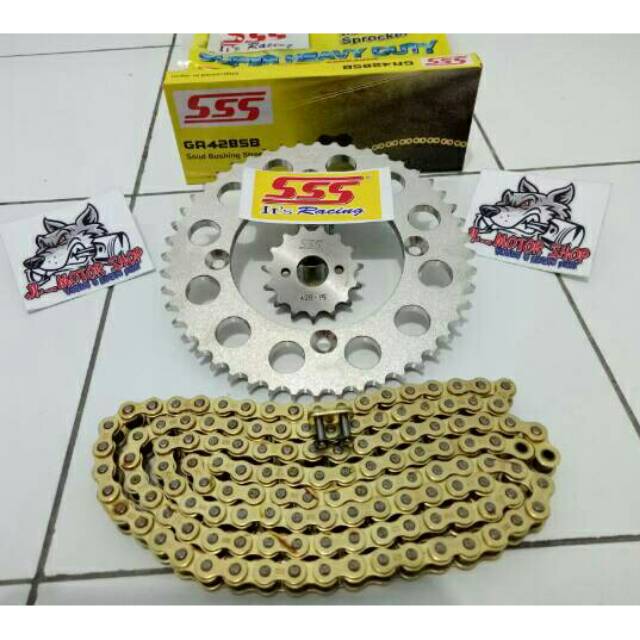 GIR GEAR SET GEARSET SSS 428 VIXION SATRIA FU 150 GSX R15 TIGER KLX CBR CB150 D-TRACKER JUPITER Z MX VEGA SUPRA NINJA R RR SS CRF VERZA MX KING R15 XABRE SSS FULL