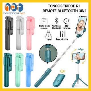 Tongsis Tripod Bluetooth R1 3in1 Monopod Tongkat Narsis Penyangga Kamera Smartphone + Remote Mini Selfie Stick Holder Rotate 360°