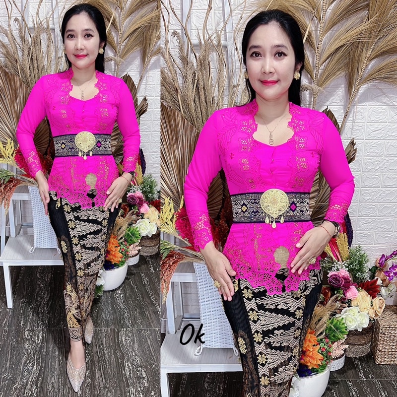 kebaya jadi bordir bunga pucuk kerawang