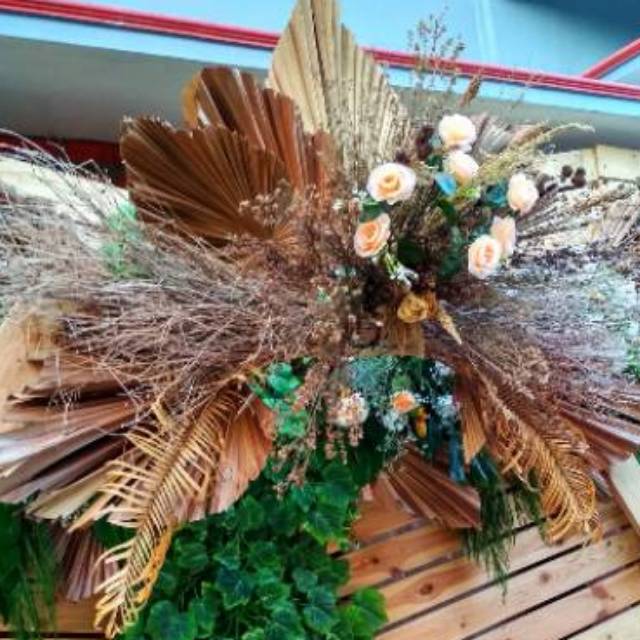 Sikas Kering Dekorasi Rustic Dried Tanaman Daun Kering Sikas Palem Gandum Palem Mawar Jambe