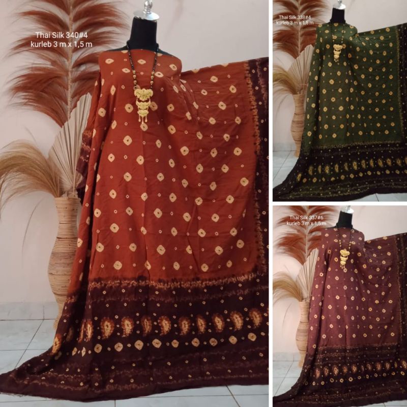 KAIN JUMPUTAN KHAS PALEMBANG 3 METER HIJAU COKLAT BAHAN DASAR BAJU COUPLE BATIK PESTA PERNIKAHAN SER