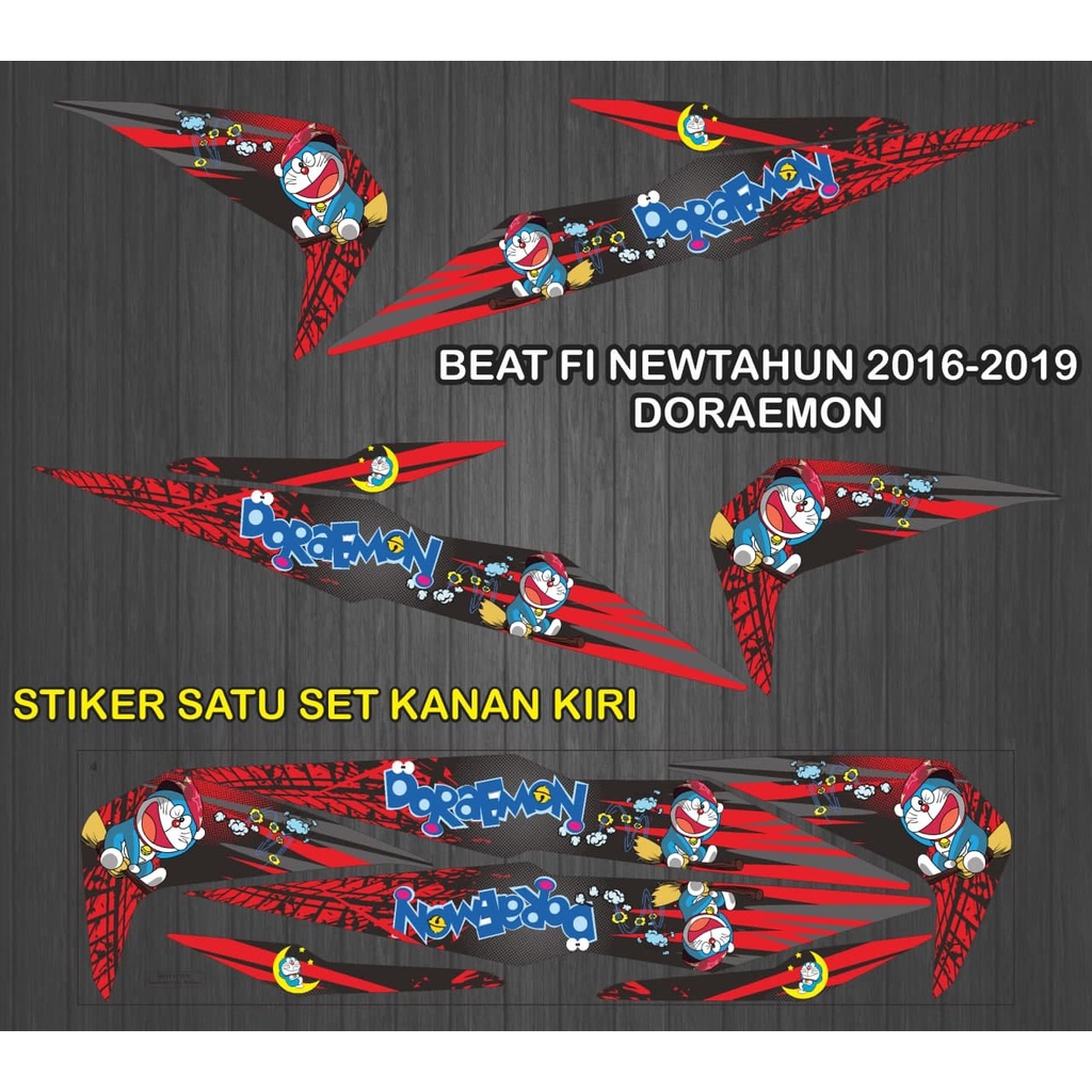 STIKER STRIPING MOTOR BEAT FI NEW/BEAT STREET TH 2016-2019 MOTIF DORAEMON
