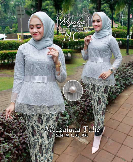 TERBARU!!! setelan kebaya bordir tille mutiara / kebaya modern / kebaya tunangan / dusty / abu /gold