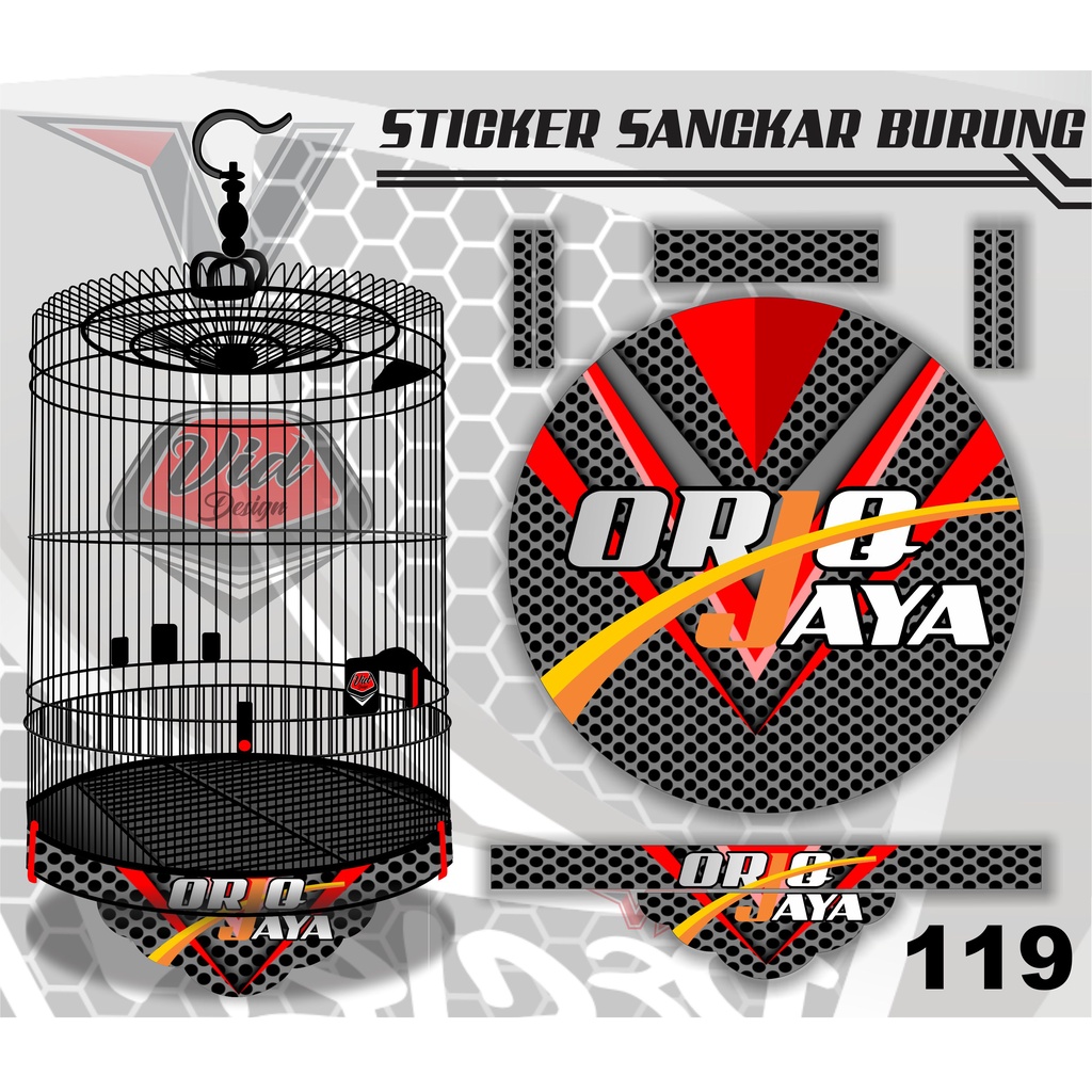 Stiker Sangkar Murai Decal Kandang Burung Bulat Oriq Jaya No 1 2 3 4
