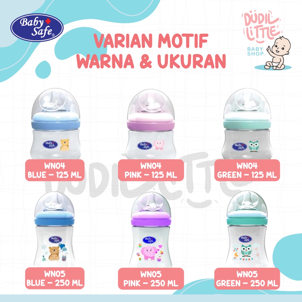 Botol Susu Baby Safe Wideneck WN04 150 ML WN05 250 ML Motif Hewan Lucu 100% Bergaransi COD