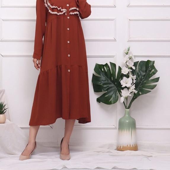 ❄ TUNIK DRESS MIDI AKASA CRINKLE JUMBO XXL BIGSIZE MUSLIM POLOS RAYON MURAH PGMTA GROSIR KERAH KANCI