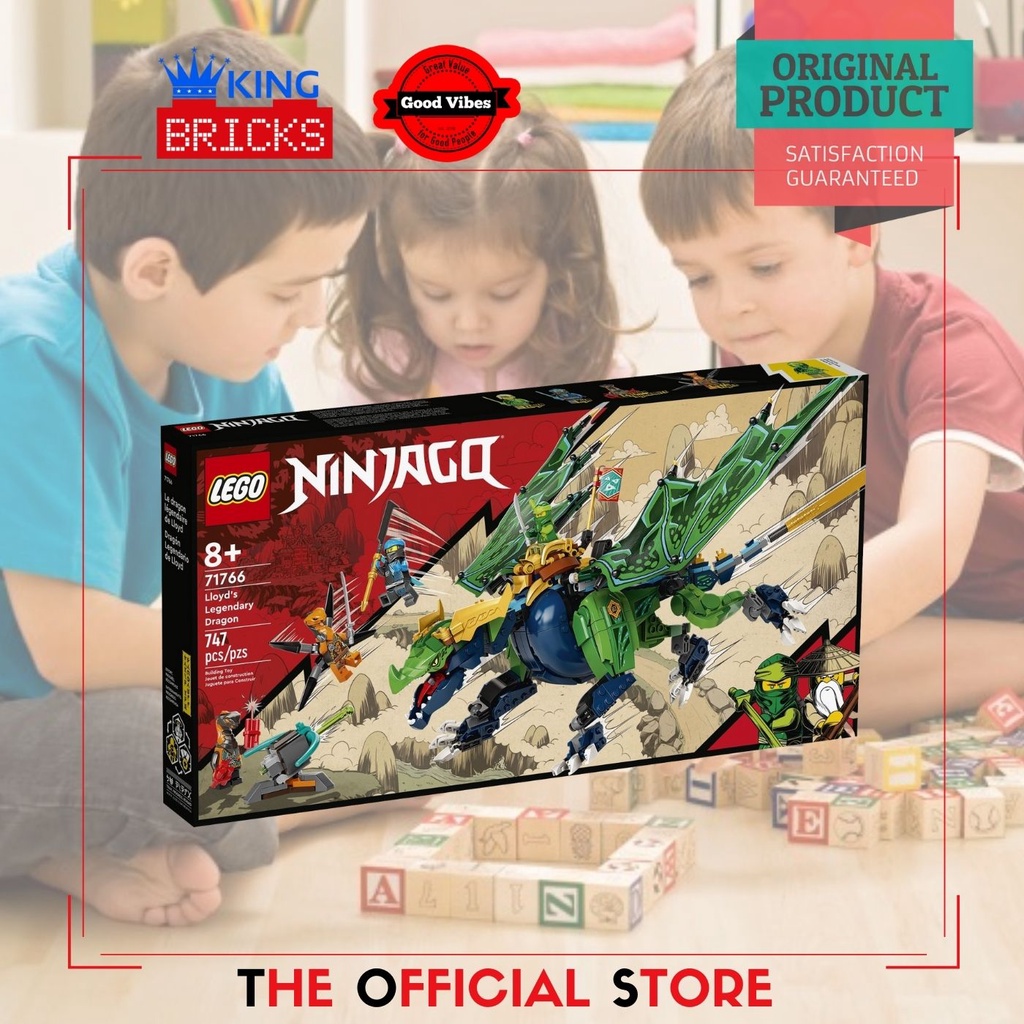 LEGO Original NINJAGO 71766 Lloyd Legendary Dragon - Mainan Anak Edukasi Game Robot Naga Ninja Hijau