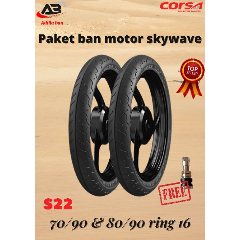 PAKET BAN MOTOR SKYWAVE CORSA S22 FREE PENTIL TUBELESS