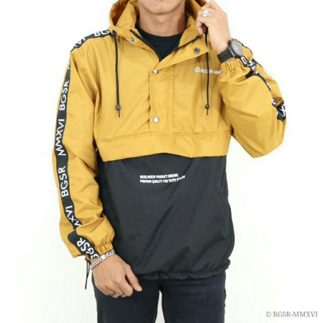 Jaket Cagoule Kombinasi Taslan JN Waterproof / Jaket Parasut Parasit Pria / Jaket Outdoor Hiking