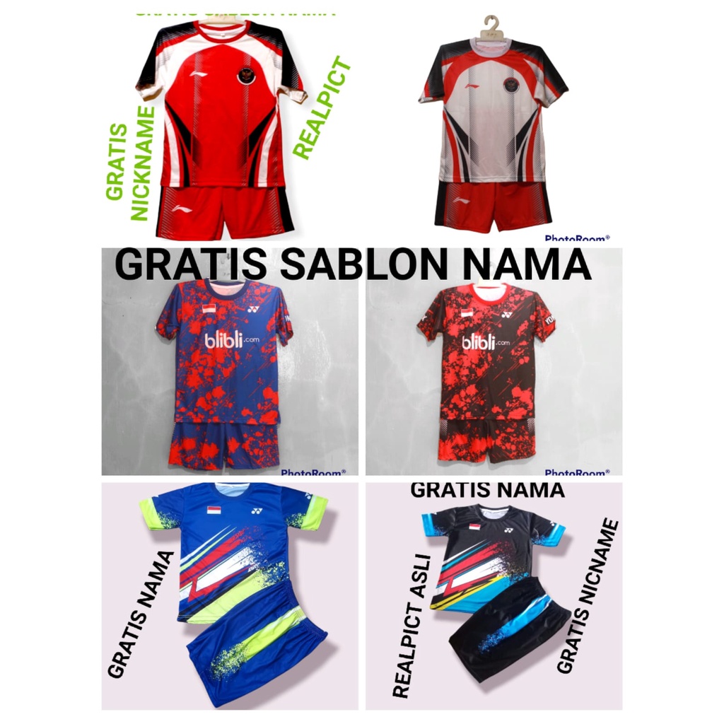 stelan baju kaos volli baju futsal stelan badminton anak size 9-12thn