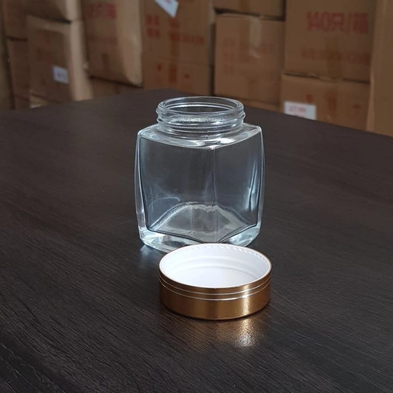 JKKPM100 jar kaca square 100ml / toples kaca kotak 100ml / jar madu 100ml