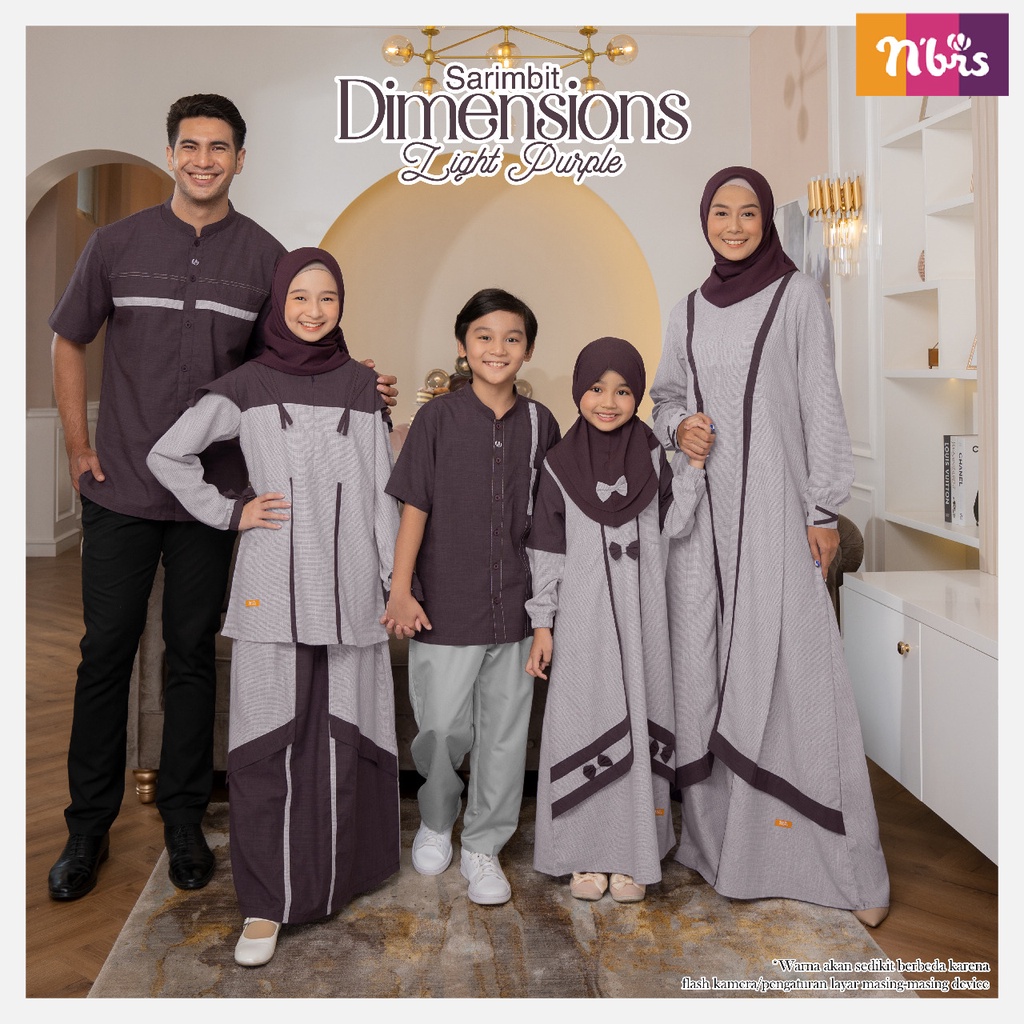 Sarimbit Nibras baju Gamis Couple Keluarga Nibras Dimensions light purple Terbaru 2022