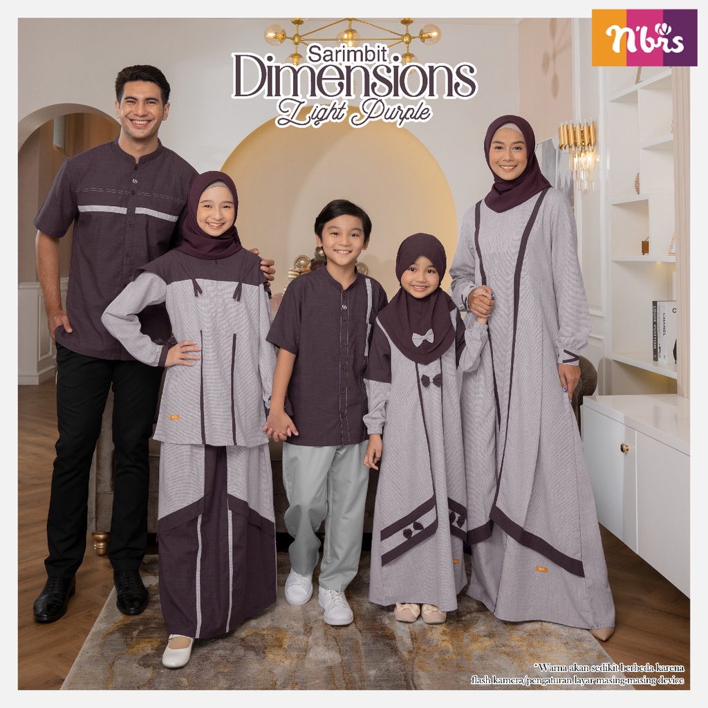 Nibras Sarimbit DIMENSIONS Warna Gamis Light Purple Koko Purple bahan Mirabella mix Cassanova Baju Lebaran 2022