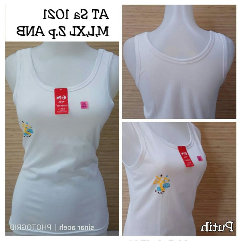 GN SA1021| Tanktop Tali besar remaja katun tebal Putih Print GOLDEN NICK