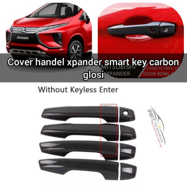 Cover handel Mitsubishi xpander smart key motif carbon glosi